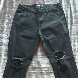 Old Navy Rockstar Super Skinny Black Distressed Jeans
